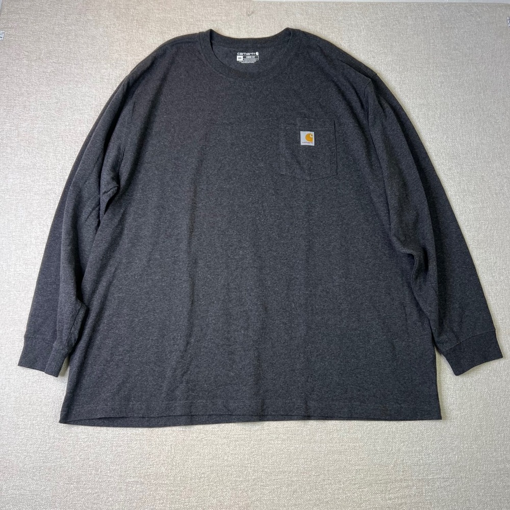 Carhartt Mens K126 Charcoal Heather Long Sleeve Pocket T-Shirt Loose Fit 3XL